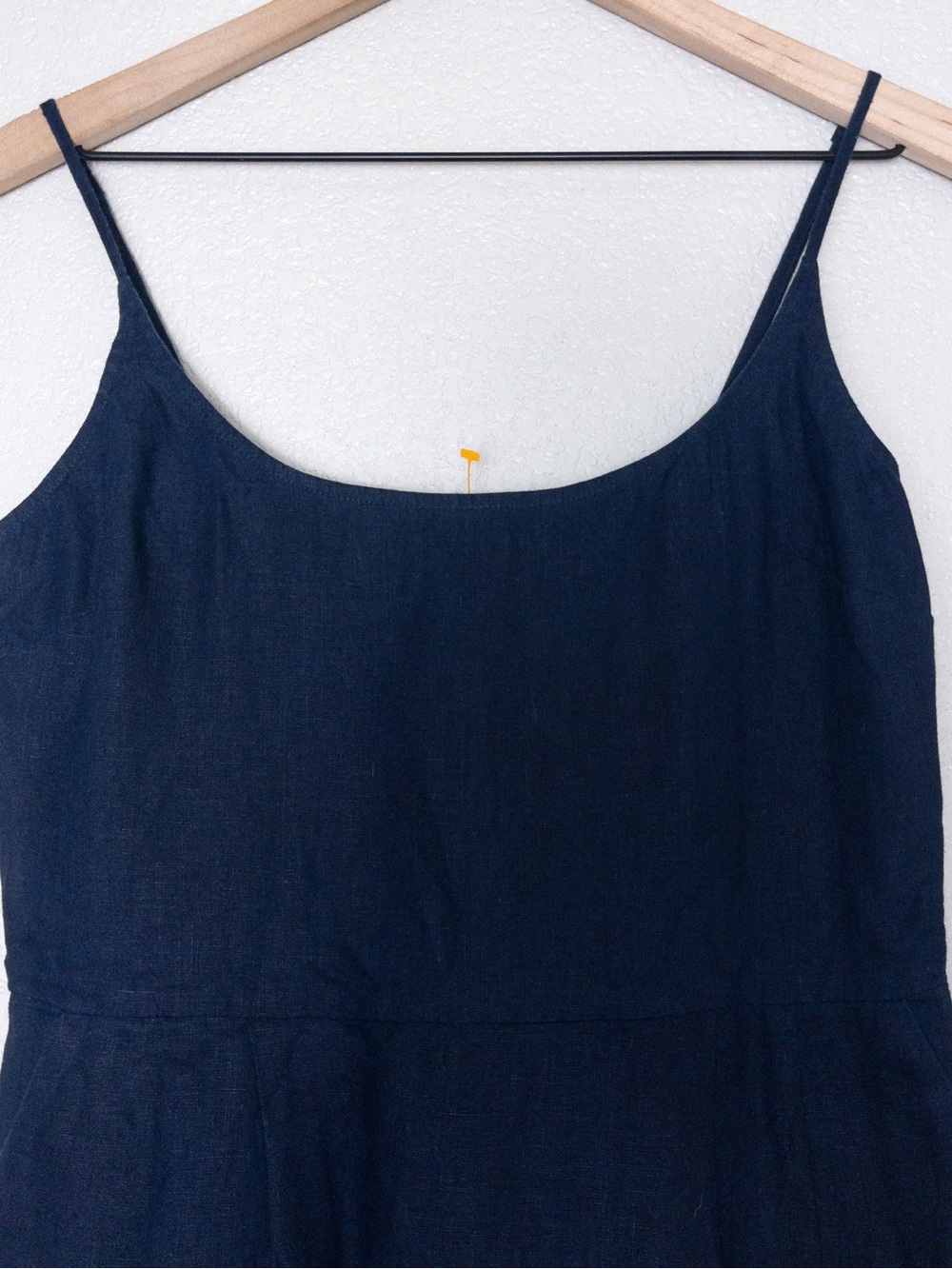 Quince 100% European Linen Scoop Neck Midi Dress M Deep Navy Pleated Pockets - Picture 6 of 11